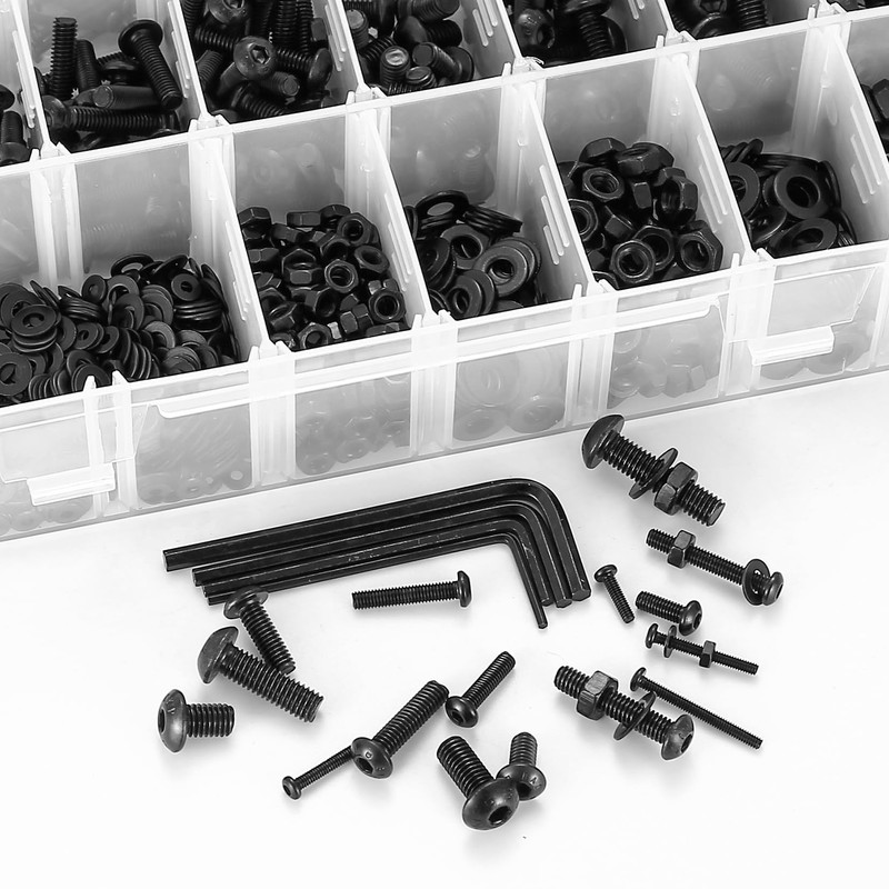 1414 Pieces M2 M3 M4 M5 Screws Set, Black Allen