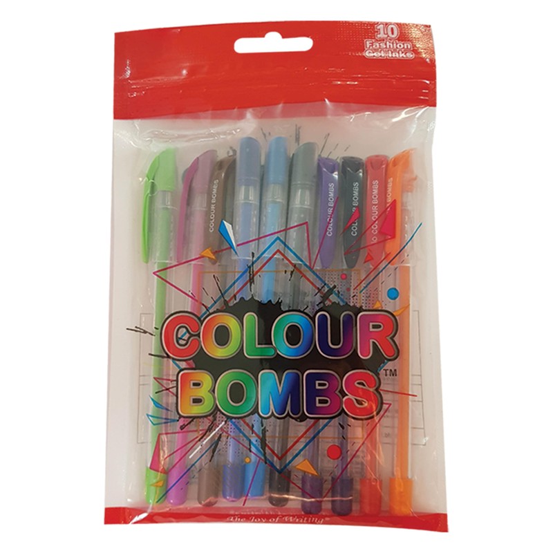 COLBom Gel Pens, MULTICOLOUR, Medium Point (1.0mm), Pack of 10,