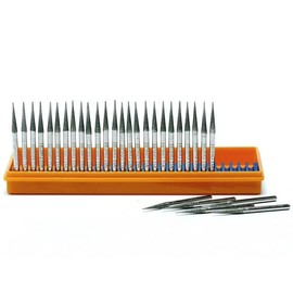 JINGLING 30Pcs 3.2mm Tapered Point Diamond Grinding Bit 1/8" Cone Rotary Burrs for Dremel