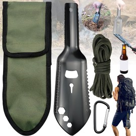 Aluminium Garden Shovel, Multifunctional Camping Shovel, Portable Camping Tool, Mini Metal Flower Trowel, Military Shovel, Suitable for Camping and Gardening and Outdoor Survival