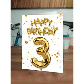 Brainbox Candy - 3rd Birthday Card - Age 3 - Beautiful White Gold Foil Effect Age Card - Birthday Cards For Boys Girls Children - Kids Age Cards
