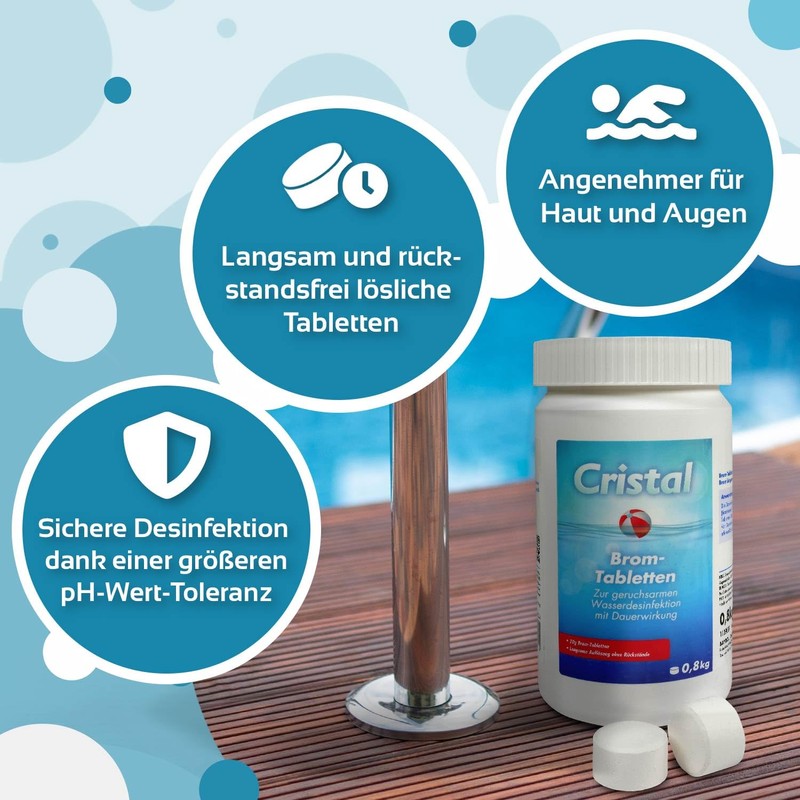 Cristal Bromine Tablets 20 g – 800 g Tin –
