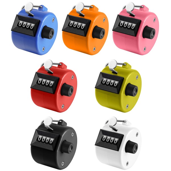 flintronic 7PCS Hand Tally Counter, 4-Digit Mechanical Palm Click Counter,