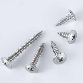 Wensilon(95 pcs)#8 Phillips Truss Head Wood Screws Stainless Steel 410 Quick Metal Self Tapping with Drywall Plastic Anchors Assortment Kit