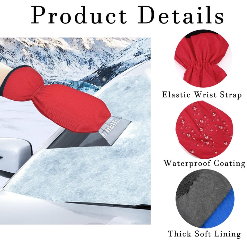 Ice Scraper with Gloves Thick Wool Gloves and Plastic Windshield