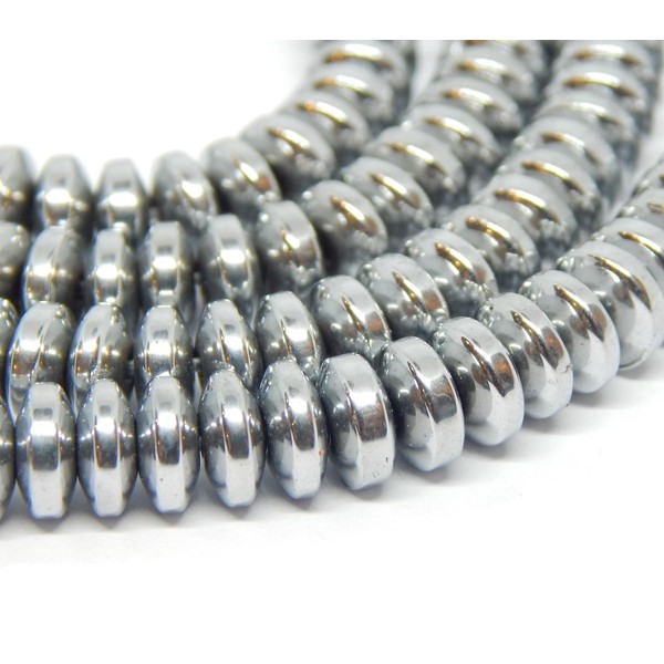 Pack of 85 Hematite Beads 6 mm x 2.5 mm