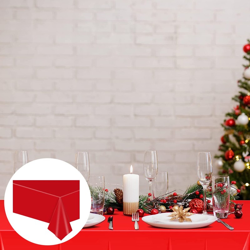 137x274cm Red Plastic Table Cloth Table Cover,Large Red Party Disposable