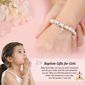 UNGENT THEM Baptism Gifts for Girl, Catholic Christening Religious Christian Easter Gifts Cross Bracelet for Girls Goddaughter