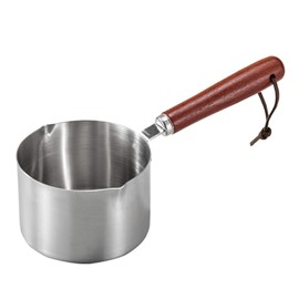 304 Stainless Steel Butter Warmer Pot 125ML Capacity Wooden Handle Accurate Scale Milk Warmer Melter Pan