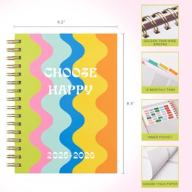 And Per Se Student Planner 2025-2026, Academic Planner July 2025 - June 2026, 8.5" × 6.2", Weekly & Monthly Lesson Plan for Students with Colorful Tabs & Stickers (Joyful Wave)