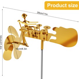 Drummer Windmill Handmade, Windmill Garden Metal Small, Drummer Wind Chime Sculpture, Windmill Garden for Patio Outdoor Decoration