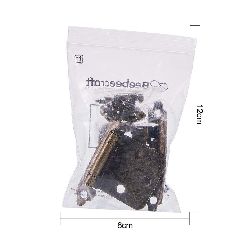 INCREWAY 1 Pairs Overlay Cabinet Hinge with Screws, Self-Closing Decorative,Face