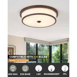 MIAOMEIO 16 inch Flush Mount Ceiling Light, 3-Light Close to Ceiling Light Fixtures with Oil Rubbed Bronze Finish for Livingroom Bedroom Kitchen Diningroom(Oil Rubbed Bronze)
