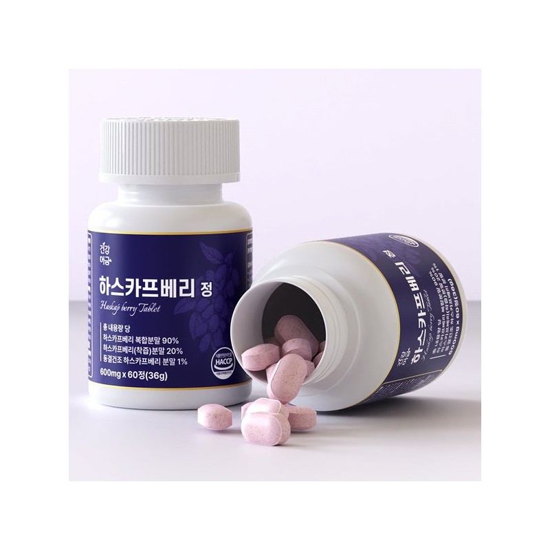 Geongangmeogeum 하스카프 베리 유기농 동결건조 안토시아닌 C3G 정 식약처인증 1병(60정)