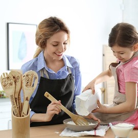 Bee Wooden Spoons Gifts for Cooking - Cool Engraved Kitchen Utensils Accessories Set, Bamboo Cooking Stuff for Kitchen Decor - Perfect Kitchen Gifts for Christmas Mother's Day Wedding Baking