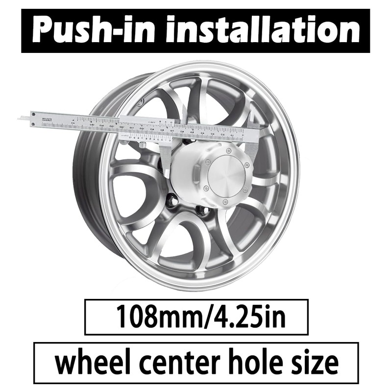 Rheedal 4Pcs 4.25inch Brushed Aluminum Trailer Wheel Center Cap Push
