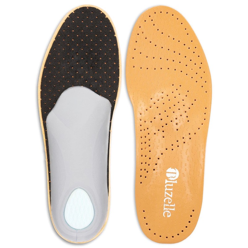BLUZELLE Einlegesohlen aus Echt Leder mit Bogenstütze, Atmungsaktive Komfort Schuh