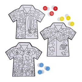 Fun Express Color Your Own Hawaiian Shirts with Buttons Craft Kit Makes 12