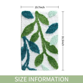 SofKalfka Bath Rug Bath Mat Funny Cute Bathroom Rugs Non Slip Back Water Aabsorbent Washable Shower Rug Front Door Mat Carpet Floor Rug,Leaf Pattern, Green,19.7 x 31.5 in (Leaf1)