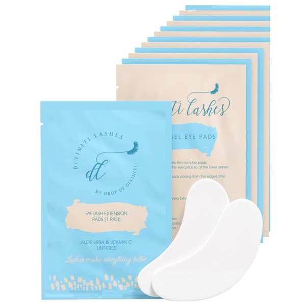 DiviniTi Under Eye Gel Pads - Lint Free Gel Eye Pads for Lash Extensions with Aloe Vera Hydrogel Eye Patches, Eyelash Extension Supplies & Beauty Tools, Fit Most Eye Shape, Stick Well - Under Eye Pads