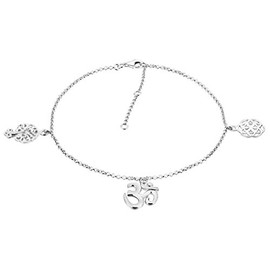 Nenalina Anklet | 3 Pendants 925 Sterling Silver – length adjustable 23-27 cm -381012-000