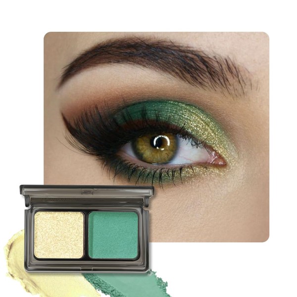 CAKAILA Golden Green Two Color Matte Shimmer Glitter Eyeshadow Palette,Eye