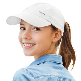 Sukeen Lightweight Kids Baseball Caps for Boy Girls, UPF50+ Kids Sun Hat Quick-Dry Youth Performance Hat for Outdoor Activity White
