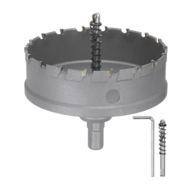 HARFINGTON Carbide Hole Saw Kit 105mm (4-1/8") Metal Hole Cutter Set with 2pcs Center Drill Bits Springs 1pcs Wrench for Stainless Steel Copper Iron Aluminum