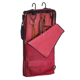Harrison Howard Bridle/Halter Bag with 3 Prong Tack Rack Sturdy Waterproof Fabric Horse Tack Carry Bag-Burgundy