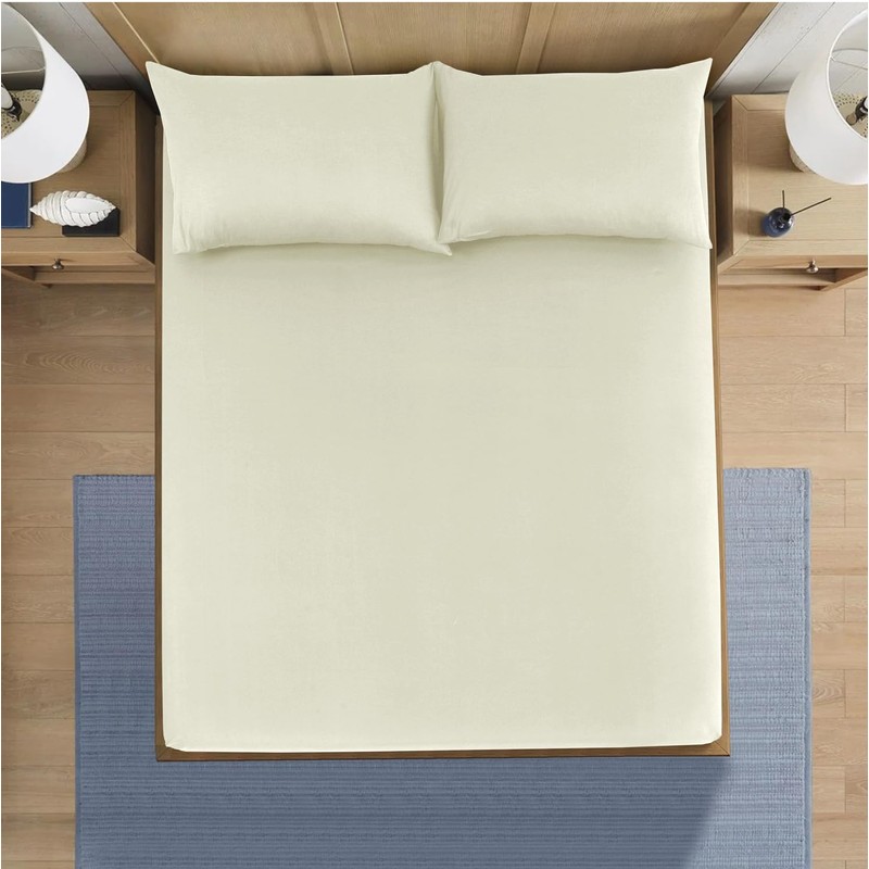 CHARKHAH Polycotton Fitted Sheet for Single Double King Super King