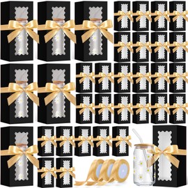 Windyun 100 Pcs Tumbler Gift Boxes for Sublimation Glass Exhibition Boxes Transparent for 12oz 16oz 20oz Shipping Cup Exhibition Packaging for Jars Mug Can Party Supplies(Black)