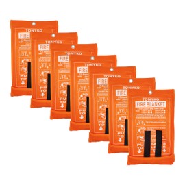 TONYKO Emergency Fire Blanket for Home and Kitchen -7Pack- Orange - Fire Suppression Blanket, Fiberglass Fireproof Blanket