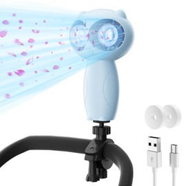 Elingmor Stroller Fan Clips on for Baby,6000mAH Portable Stroller Fan Battery Operated, Rechargeable Fan Portable Handheld Cute Owl Cooling Aromatherapy Fan for Stroller Bed Desk Camping Travel