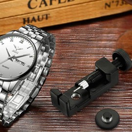 Watch Link Remover Kit, Metal Watch Pin Removal Tool with 3 Needles for Watch Band Strap Repair (Black)