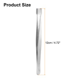 sourcing map 2pcs Flat Tweezers 4.7" Stainless Steel Precision Tweezers Wide Tip Collector Tools for Stamps Documents Jewellery Making Electronic Repair Sheet Material Precision Work