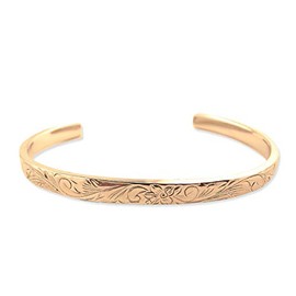 Aloha lokahi Hawaiian Jewelry Hawaiian Bangle Stainless Surgical Stainless Steel Plumeria Scroll, Stainless Steel