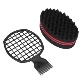 Afro Twist Comb and Hair Sponge Set, Home Salon Professional Afro Hair Sponge Comb Styling Tool for Home Barber Salon, Dreadlocks, Braid Hair