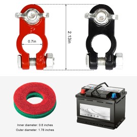BWBWND Battery Terminals Connector, Aluminum Alloy Negative & Positive Battery Cable Terminals with Felt Fiber Washers, Universal Top Post Battery Terminal Clamp Set for Cars and Trucks