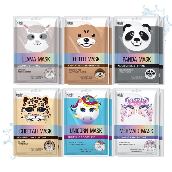 Character Sheet Masks | Llama, Mermaid, Panda, Cheetah, Unicorn, Otter | Korean Beauty Mask -For All Skin Types