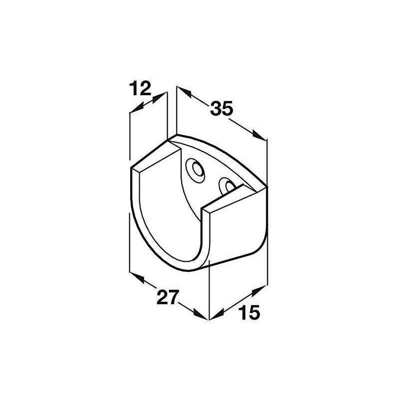 White Rail End Supports Brackets for use with Oval Wardrobe