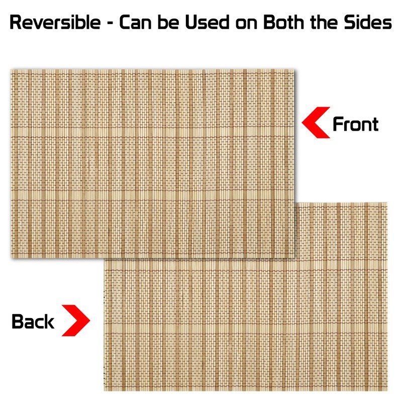 HOKIPO Reversible Bamboo Wooden Placemats for Dining Table Mats, Cream,