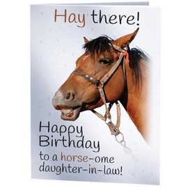 Joke Funny Horse Riding Racing Birthday Card for Daughter-in-law