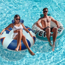 2 Packs Inflatable Pool Floats Adult Tube Floaties for Floating Pool Chair Float Lounger Floats Raft with Cup Holder