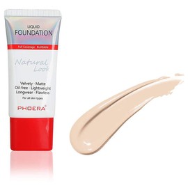 AQUAPURITY PHOERA Full Coverage Foundation New Formula Waterproof Long Lasting Oil Free Velvet Matte Liquid Foundation for Oily Skin Flawless Makeup Base Cream Concealer (104B Sand Beige…)