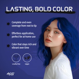 Splat Blue Envy Semi Permanent Hair Dye Kit with Bleach, 1 Application, Includes Blue Hair Dye, Oxide & Bleach Powder, Vegan & Cruelty Free Hair Color