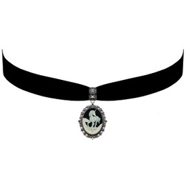 Victorian Vault Black Velvet Choker Unicorn Gothic Steampunk Pendant Necklace