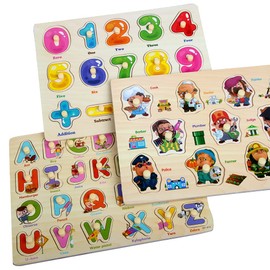 ZoneYan Wooden Jigsaws, Wooden Peg Puzzles for Toddlers, Wooden Jigsaw Puzzles, Colorful Themes Wooden Jigsaw Puzzles, Unusual Jigsaw Puzzles Suitable for Toddlers and Babies Boys