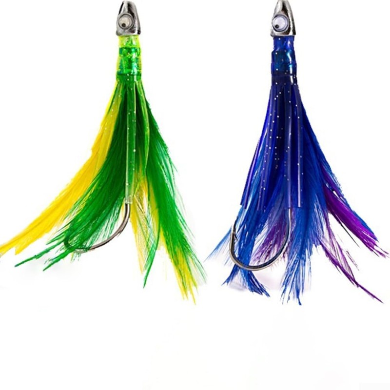 Feather Trolling Skirt Tuna Fishing Lure with Steel Hooks for