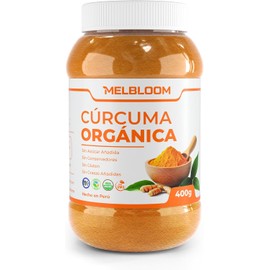 MELBLOOM Cúrcuma Orgánica en Polvo 400g 100% Pura y Natural Sin Azúcar y Sin Gluten Apta para Dieta Vegana, Keto & Kosher Producto Premium Sin Aditivos