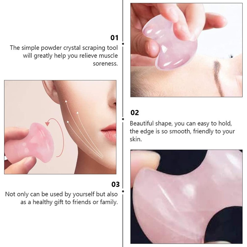 Uonlytech 2Pcs Tool Rose Quartz Mushroom Face Massager Health Jade